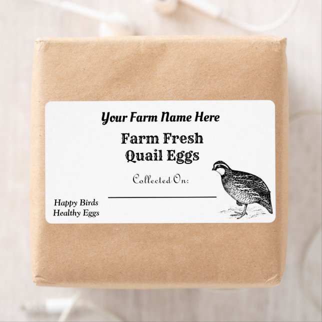 Farm Fresh Bob White Quail Eggs White Carton Label (Insitu)
