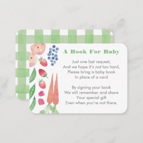 Farm Fresh Bring A Book For Baby Shower Enclosure Card