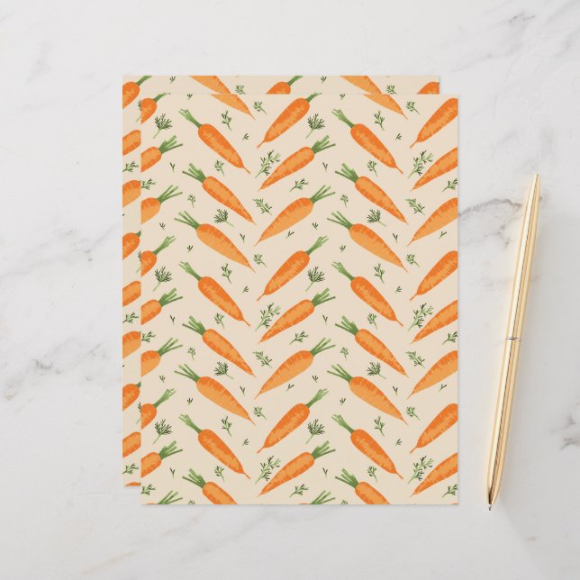 Farm-Fresh Carrot Pattern Flat Paper Sheet (Front/Back In Situ)