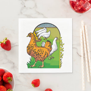 Farm Fresh Chicken Coop Country Scene Napkins