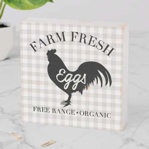 Farm Fresh Chicken Country Gingham Wooden Box Sign