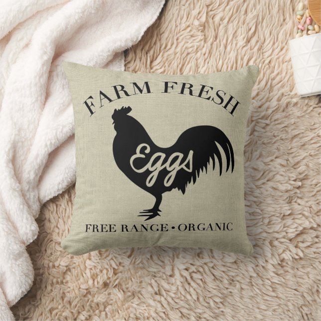 Farm Fresh Chicken Country Silhouette Throw Pillow (Blanket)