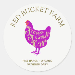 Farm Fresh Chicken Eggs Retro Classic Round Sticke Classic Round Sticker