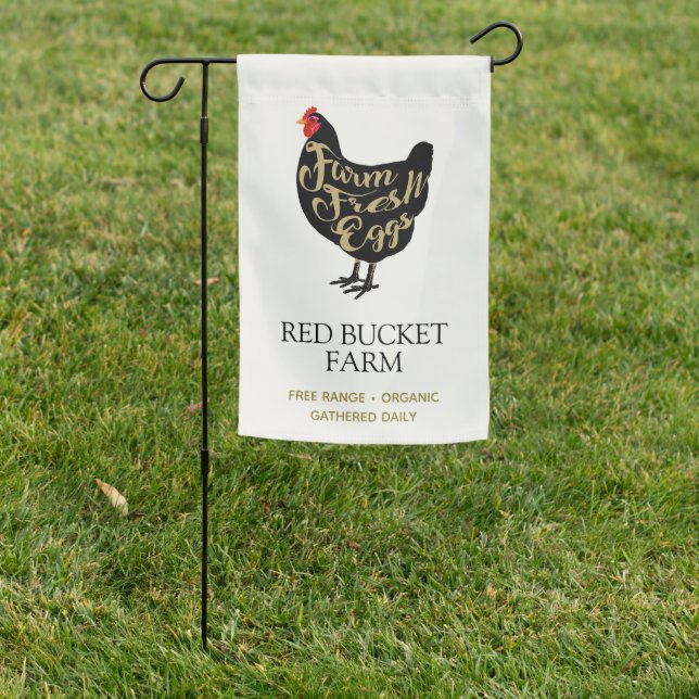 Farm Fresh Chicken Eggs Retro Garden Flag (In SItu)