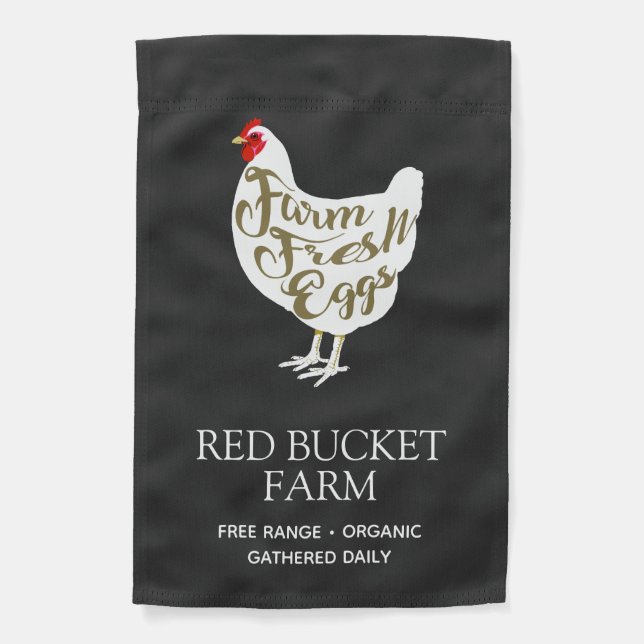 Farm Fresh Chicken Eggs Retro Garden Flag (Front)