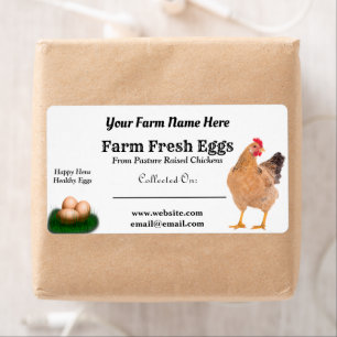 Farm Fresh Chicken Eggs White Carton Label