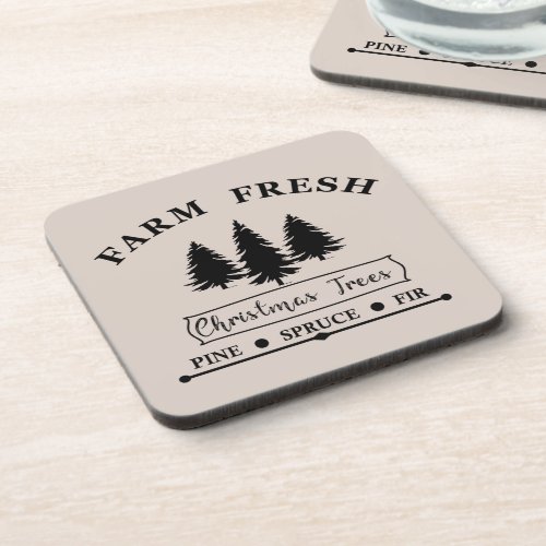 Farm fresh Christmas pine trees Beverage Coaster