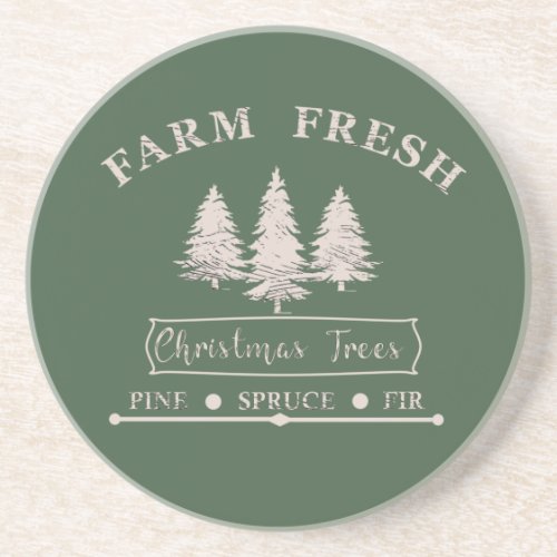 Farm fresh Christmas pine trees Coaster