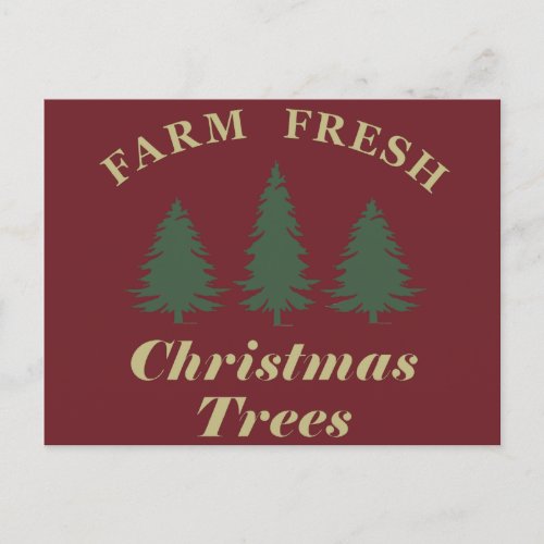 farm fresh christmas pine trees holiday postcard