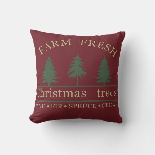 farm fresh christmas pine trees throw pillow