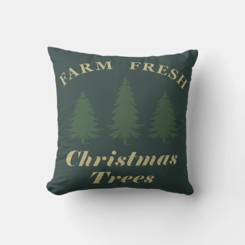 farm fresh christmas pine trees throw pillow