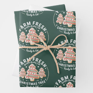 Farm Fresh Christmas Tree Cake Xmas Holiday Wrapping Paper Sheets