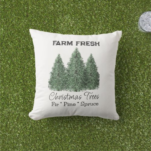 Farm Fresh Christmas Tree Holiday Home Decor  Outdoor Pillow
