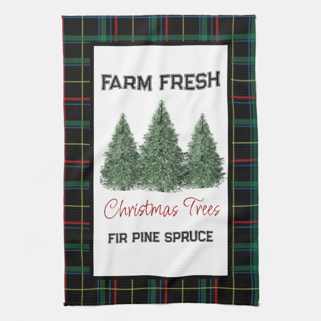 Farm Fresh Christmas Tree Holiday Home Kitchen Towel (Vertical)