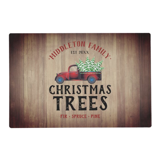 Farm Fresh Christmas 🎄Trees - Barn Wood Placemat (Front)