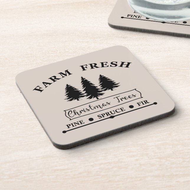 Farm fresh Christmas trees Beverage Coaster (Left Side)