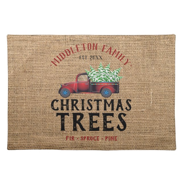 Farm Fresh Christmas 🎄Trees - Burlap Cloth Placemat (Front)