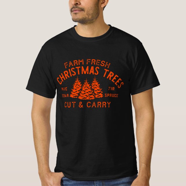 Farm Fresh Christmas Trees, Christmas Tree, Retro  T-Shirt (Front)