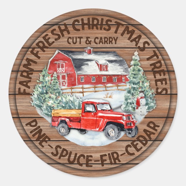 Farm Fresh Christmas Trees Classic Round Sticker (Front)