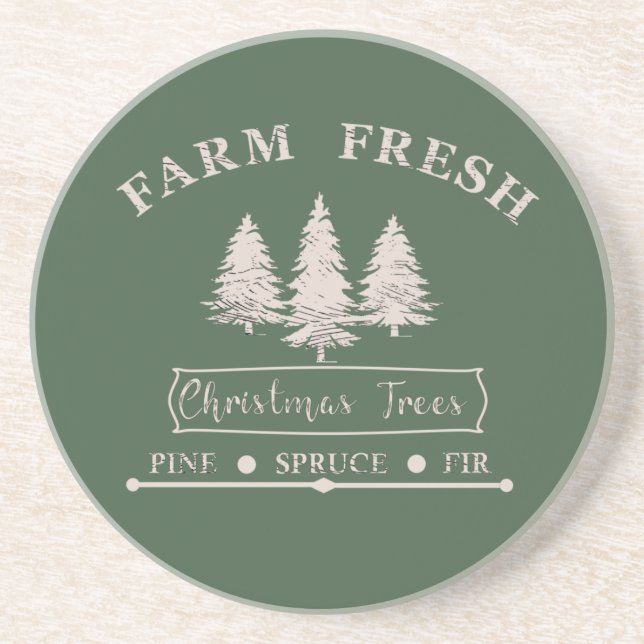Farm fresh Christmas trees Coaster (Front)