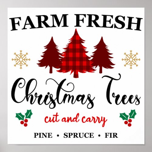 Farm Fresh Christmas Trees Cut and Carry _ Vintage Poster