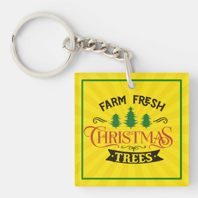 Farm Fresh Christmas Trees Design-54390 Keychain (Front)