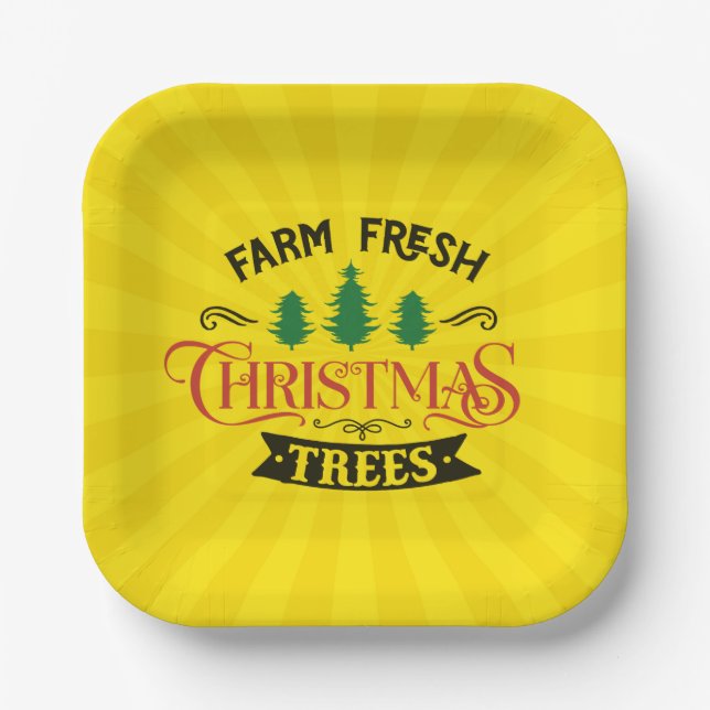 Farm Fresh Christmas Trees Design-54390 Paper Plates (Front)