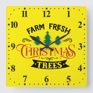 Farm Fresh Christmas Trees Design-54390 Square Wall Clock