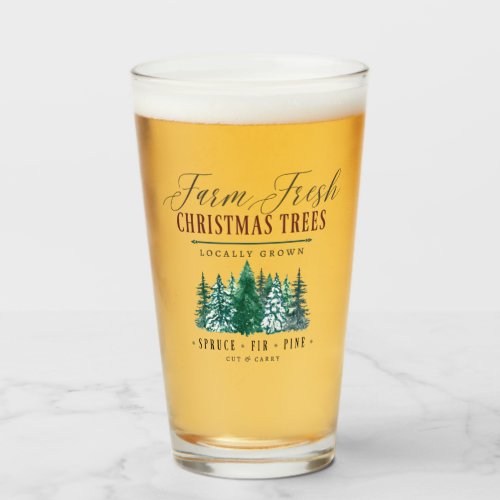 Farm Fresh Christmas Trees Drinking Glass