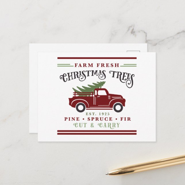 Farm fresh Christmas trees  Holiday Postcard (Front/Back In Situ)