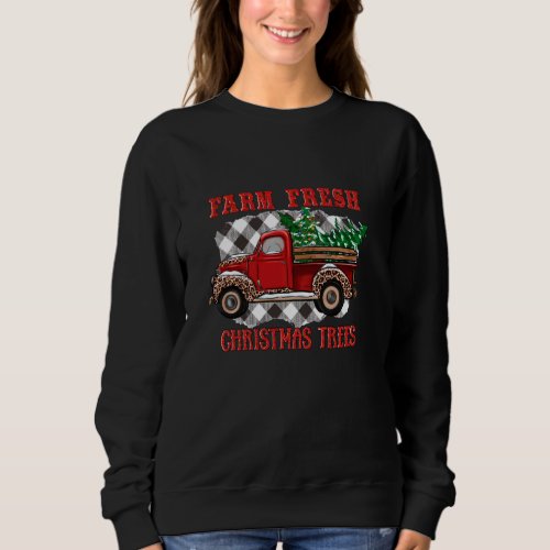 Farm Fresh Christmas Trees Leopard Vintage Farm Pi Sweatshirt