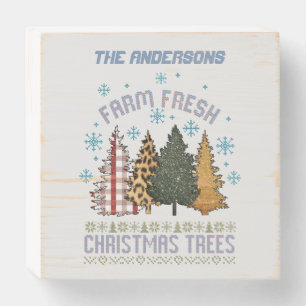 Farm Fresh Christmas Trees Monogram Family Wooden Box Sign