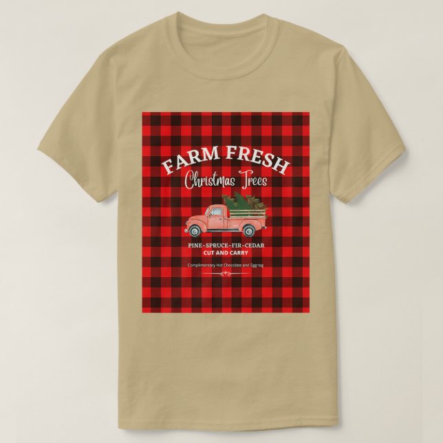 FARM FRESH CHRISTMAS TREES, OLD RED TRUCK, XMAS TR T-Shirt (Design Front)