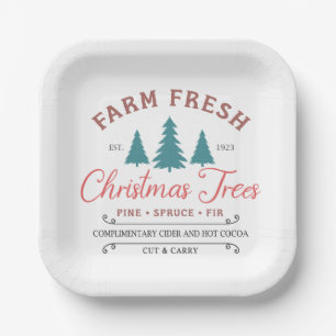 Farm Fresh Christmas Trees Paper Plates