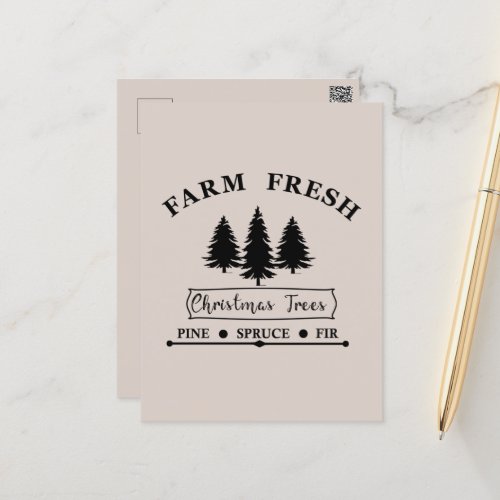farm fresh christmas trees postcard