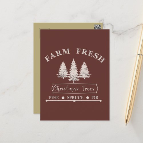 farm fresh christmas trees postcard
