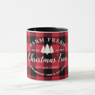 Farm Fresh Christmas Trees Red Buffalo Check Mug