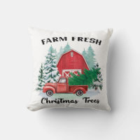 Farm Fresh Christmas Trees Red Truck Pillow - Trends Bedding