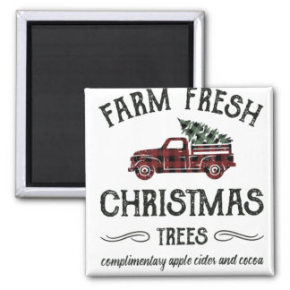 Farm Fresh Christmas Trees Shirt Festive Plaid Xma Magnet