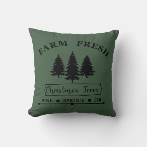 farm fresh christmas trees throw pillow