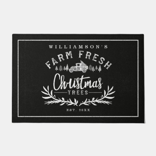 Farm Fresh Christmas Trees Vintage Car Family Doormat