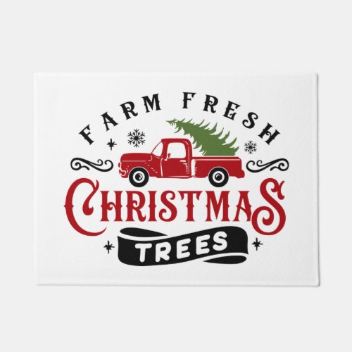 Farm Fresh Christmas Trees Vintage Truck Doormat