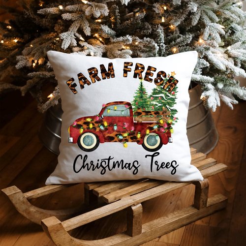 Farm Fresh Christmas Trees  _ Vintage Truck  Throw Pillow