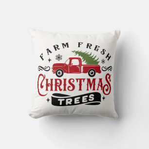 Farm Fresh Christmas Trees Vintage Truck Throw Pillow