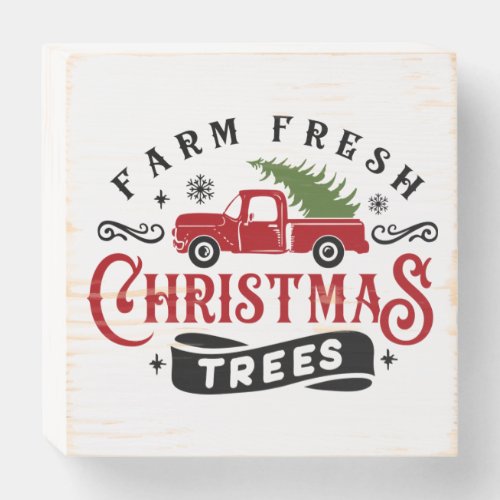 Farm Fresh Christmas Trees Vintage Truck Wooden Box Sign