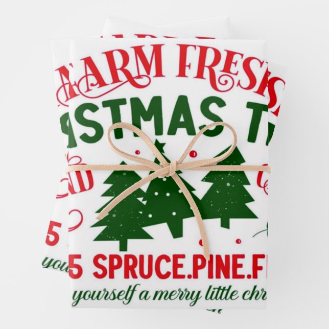 Farm Fresh Christmas Trees Wrapping Paper Sheets (In situ)