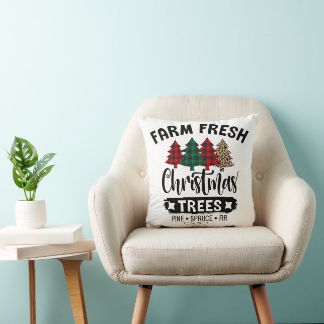 Farm fresh christmas tress holiday tree farm throw pillow (Chair)