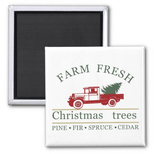 farm fresh classic vintage red truck magnet