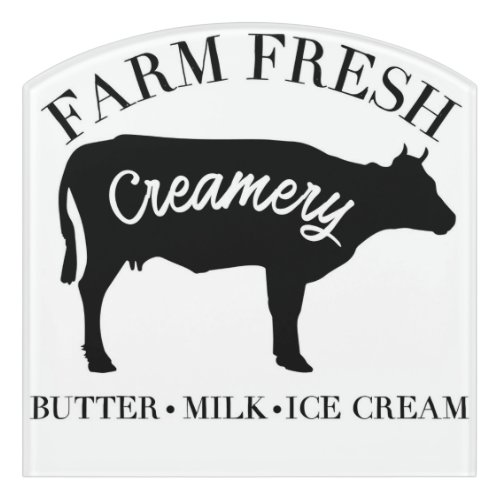 Farm Fresh Creamery Cow Silhouette Door Sign