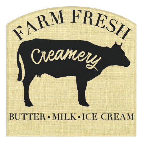 Farm Fresh Creamery Cow Silhouette Door Sign